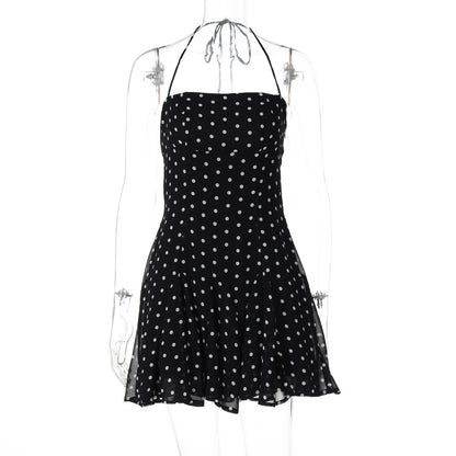 Sweet Little Short Dress With A Trendy Polka-dot Print