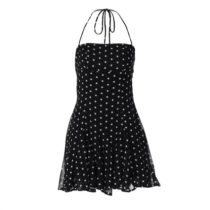 Sweet Little Short Dress With A Trendy Polka-dot Print